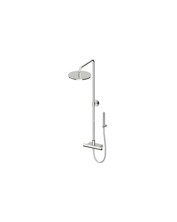 Colonne de douche Pan avec thermostatique mural, pomme de douche Z94265 et douchette 1 jet simple Z94177 en laiton.