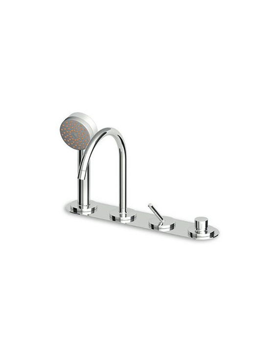 Mitigeur de baignoire Isystick- A 4 trous - Complet sur gorgr apparent.