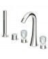 Mélangeur bain-douche Nude 5 trous avec douche extractible en laiton Z94212, flexible de 1500 mm.