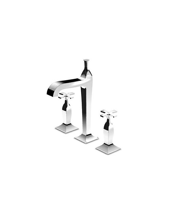 Mélangeur lavabo 3 trous avec bec haut et vidage laiton 1 ¼".