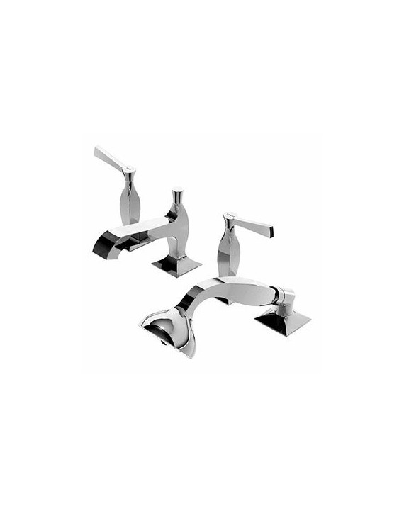 Mélangeur bain-douche à 4 trous + douchette extractible + flexible de 1500 mm.