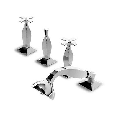 Mélangeur bain-douche Bellagio 4 trous avec inverseur + douchette extractible + flexible de 1500 mm.