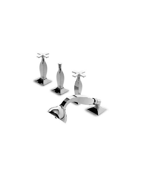 Mélangeur bain-douche Bellagio 4 trous avec inverseur + douchette extractible + flexible de 1500 mm.