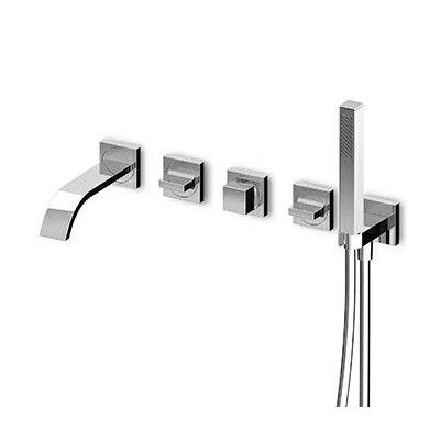 Mélangeur bain-douche AGUABLU à encastrer, inverseur, douchette en laiton carrée Z94178, flexible de 1500 mm.