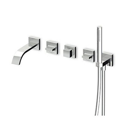 Mélangeur bain-douche AGUABLU à encastrer, inverseur, douchette en laiton ronde Z94177, flexible de 1500 mm.