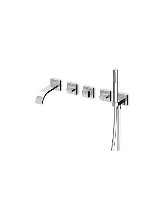Mélangeur bain-douche AGUABLU à encastrer, inverseur, douchette en laiton ronde Z94177, flexible de 1500 mm.