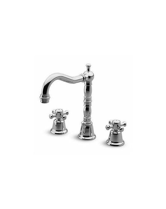 Mélangeur lavabo Delfi à 3 trous avec bec orientable + vidage laiton 1 ¼".