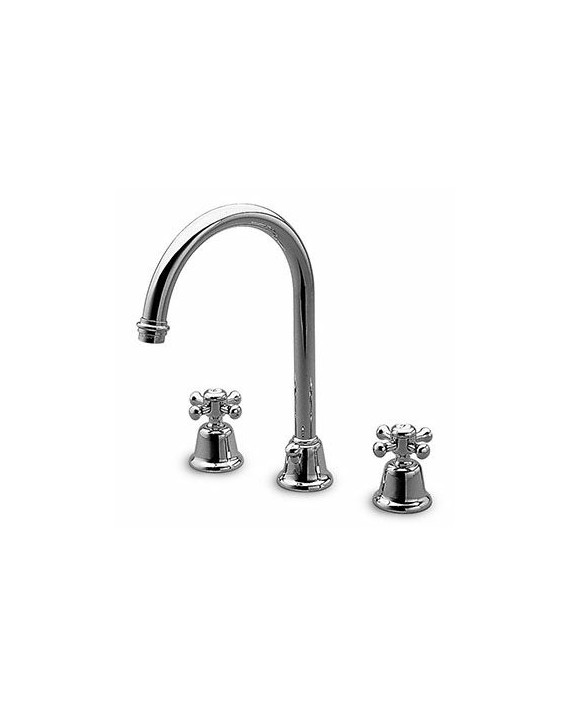 Mélangeur lavabo Delfi à 3 trous avec bec orientable + vidage laiton 1 ¼".
