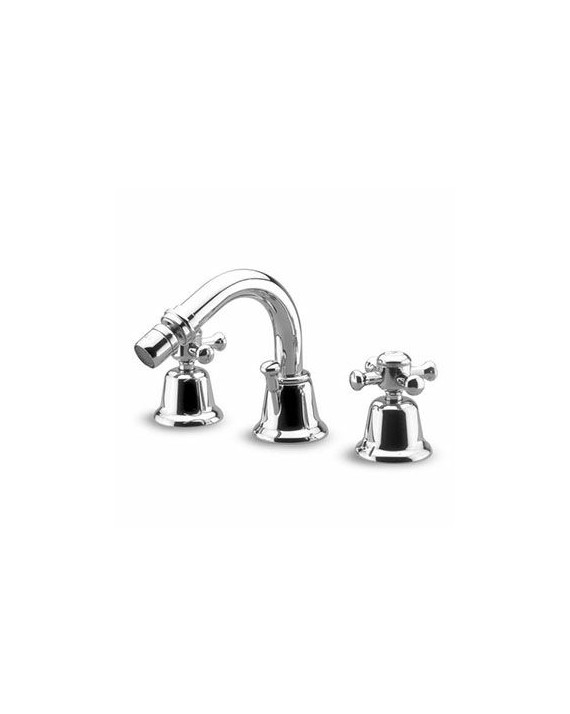 Mélangeur de bidet Delfi à 3 trous avec bec orientable + vidage laiton 1 ¼".