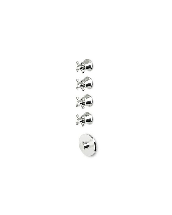 Douche Thermostatique Delfi à encastrer de 1/2", avec 4 robinets d'arrêt + Corps encastré.