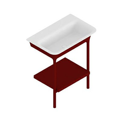 Console MORPHING avec vasque en Cristalplant®, couleur blanc. Structure en métal vernis et étagère laquée.
