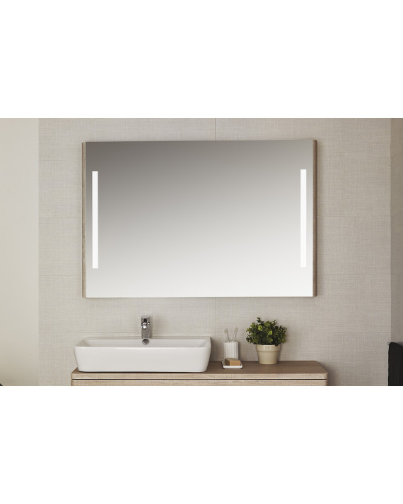 Miroir Emma Square de 120x80 cm - Cadre en chêne naturel.